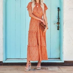 Ruffle Floral Maxi Dress